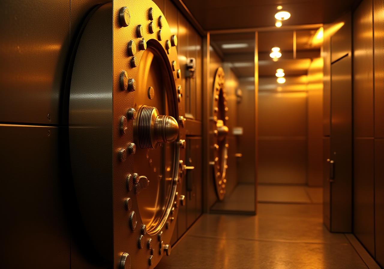 Secure gold vault representing state protection