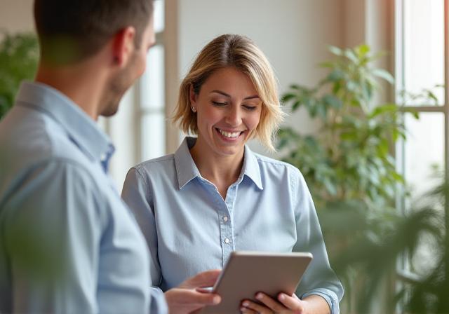 Professional financial advisor in a modern Dublin office